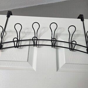 Black Metal Over-the-Door Organizer Rack – 6 Double Hooks